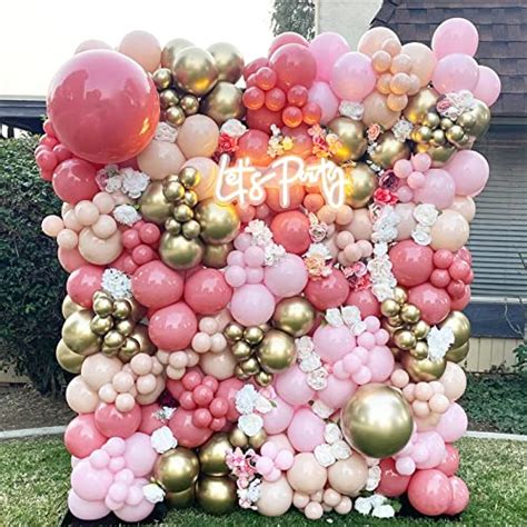 Orgnafey Retro Dusty Pink Balloons Garland Kit Pcs Pastel Light Pink Nude Metallic Gold
