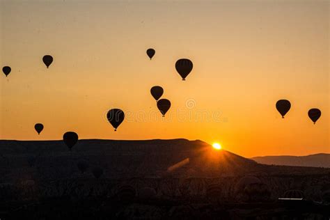 Sunrise View Of Hot Air Balloons Above Cappadocia Turk Stock Image