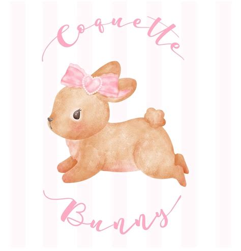 Coquette Bunny Ador Vel Coelho Castanho Fita Rosa Arco Aquarela