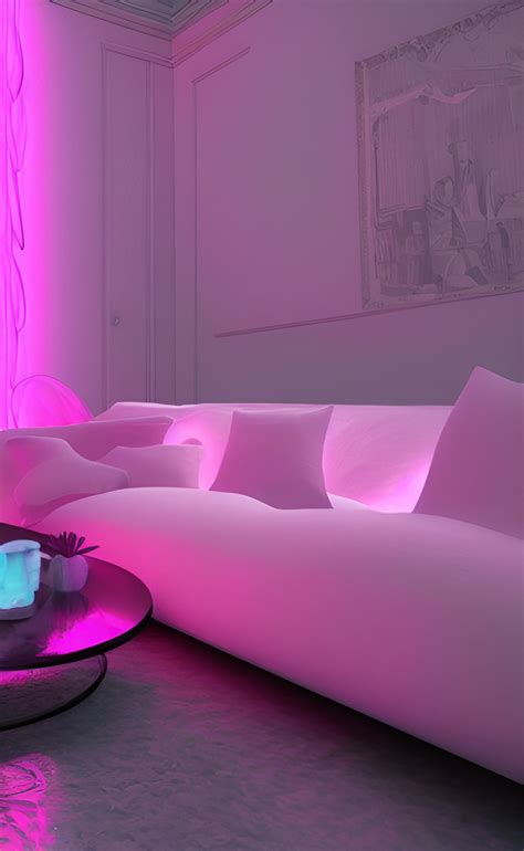 Prompt: Pink Neon Aesthetic Room, Pink Couch & Lighting : r/aiArt