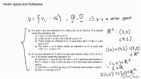 Linear Algebra Vector Space And Subspace Mat223 Oneclass Youtube