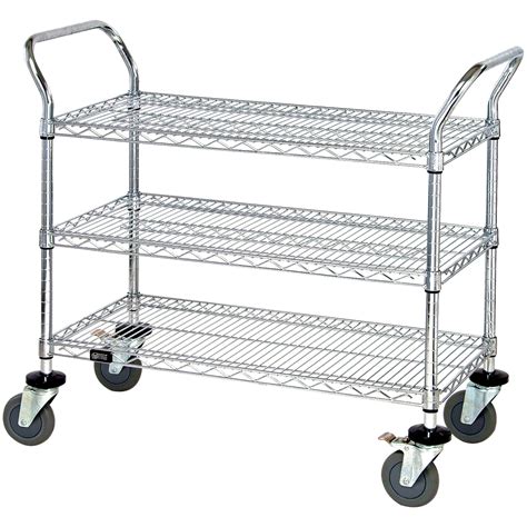 48 x 18 x 38" - 3 Shelf Heavy-Duty Wire Cart | OfficeSupply.com