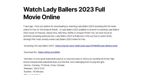 Watch Lady Ballers 2023 Full Movie Online