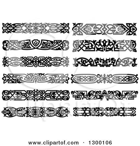 Clipart of Black and White Ornate Vintage Borders - Royalty Free Vector ...