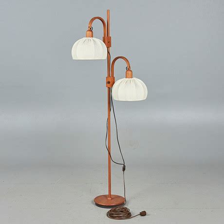 Golvlampa Lampa Teak Tyg 1970 Tal Danmark Belysning Lampor