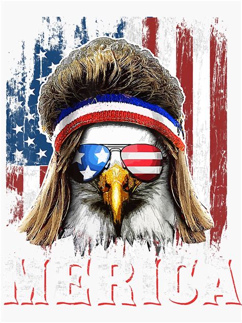 Merica Eagle Mullet Th Of July American Flag Stars Stripes Sticker