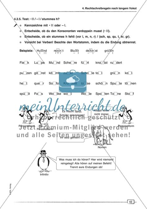 Rechtschreibregeln Nach Langem Vokal Meinunterricht