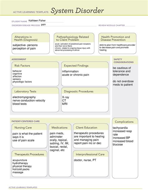 Ati Basic Concept Template Pain Management