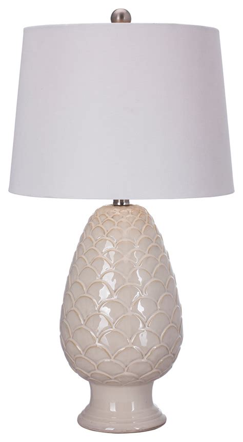 Fangio Lighting White Ceramic Table Lamp With Ripple Design