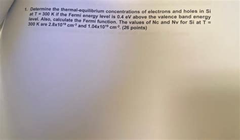 Solved Determine The Thermal Equilibrium Concentrations Chegg