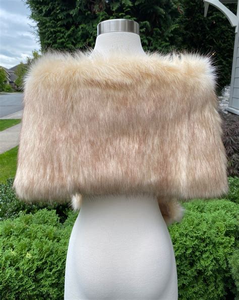 Champagne Faux Fur Wrap Faux Fur Stole Faux Fur Shawl Bridal Etsy