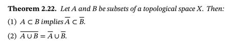 Solved Theorem 2 22 Let A And B Be Subsets Of A Topological