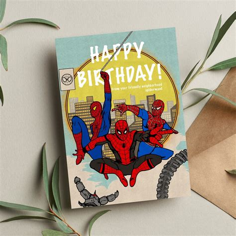 Spiderman Birthday Card Spiderman Card Greeting Card Birthday Card Etsy