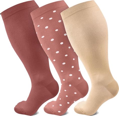 3 Pairs Plus Size Compression Socks For Women Men Wide Calf 20 30 Mmhg Extra Large For