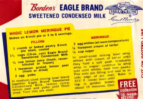 Eagle Brand Magic Lemon Meringue Pie 1971 R Old Recipes