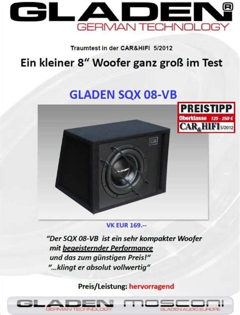 Gladen Sqx Vb Cm High Performance Geh Use Subwoofer Passiv