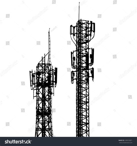 Vector Telecommunications Tower Different Antenna Isolated Stock Vector