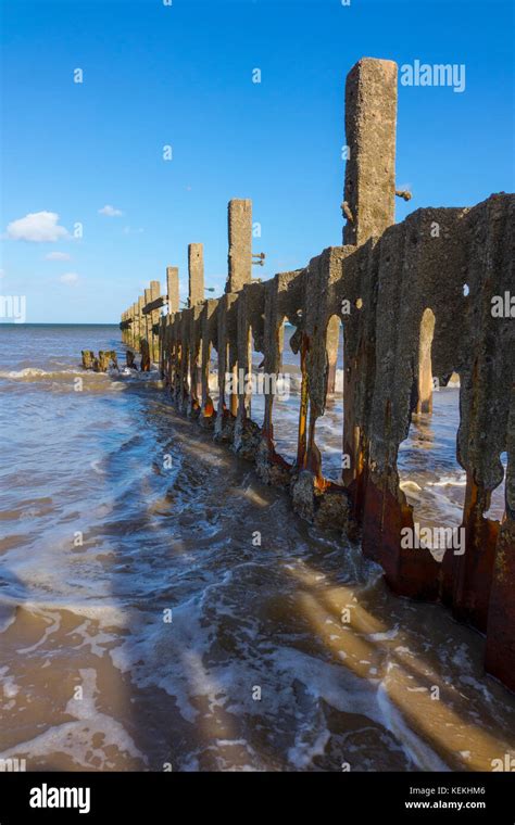 Sea Defenses Coastal Erosion Happisburgh Hi Res Stock Photography And