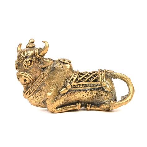 Shiva Nandi Cow Statue Brass Figurine