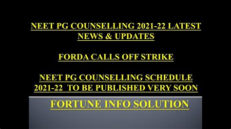 NEET PG COUNSELLING 2021 22 UPDATES FORDA CALLS OFF STRIKE