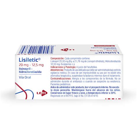 Lisinopril Hidroclorotiazida Lisiletic Mg X Comprimidos Leti