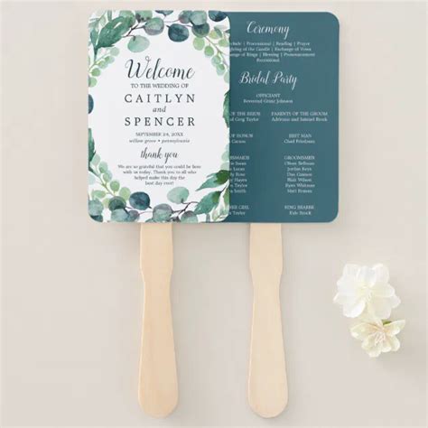 Lush Greenery And Eucalyptus Wedding Program Fan Zazzle