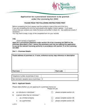 Fillable Online Old N Somerset Gov Provisional Statement Application