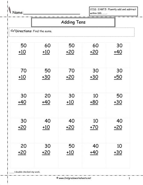 5 Free Math Worksheets Fourth Grade 4 Addition Adding Whole Tens 4