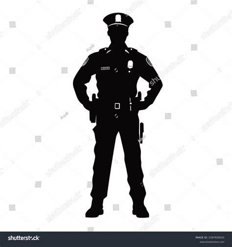 Police Officer Silhouette Police Officer Black Stock Vector Royalty