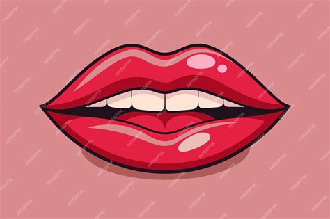 Premium Vector Detailed View Of Red Lips With White Teeth In A