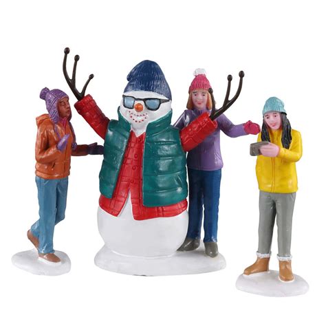 Personnages Lemax Selfie Avec Bonhomme De Neige Village De Noel Eminza