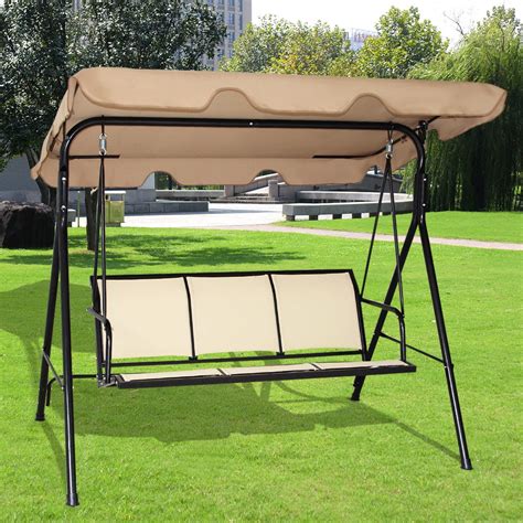 Costway Outdoor Patio Swing Canopy 3 Person Canopy Swing Chair Patio ...