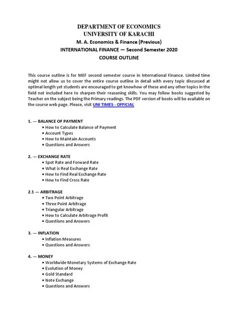 international finance  outline