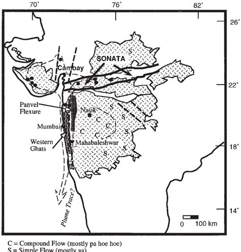 Map Showing Distribution Of Deccan Trap Lavas And Important Rift