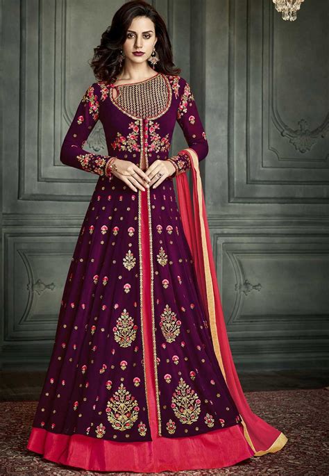 Buy Purple Color Georgette Wedding Lehenga Kameez In Uk Usa And Canada