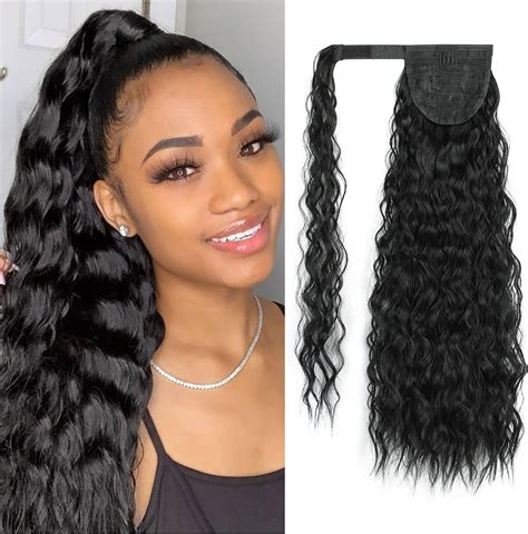 Amazon HAYAHAIR Long Corn Wave Ponytail Extension 26 Inch Black