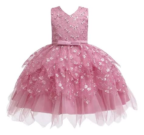 Vestidos De Princesa Con Volantes Y Flores De Tul Para Niñas Cuotas