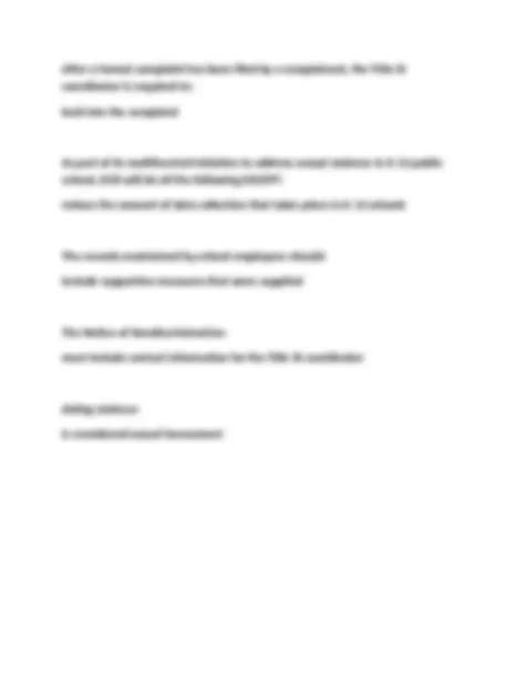 Title Ix Compliance Overview Final Assessment Answers