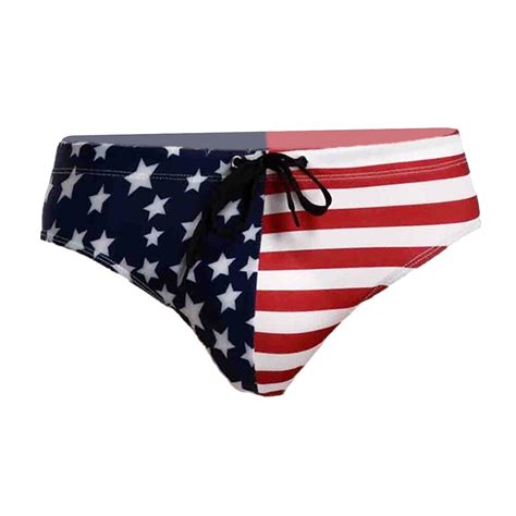 Men Usa Flag Printing Brief Triangle Underpants Swimwear Bikini Briefs Beach Swimsuit Size Xl
