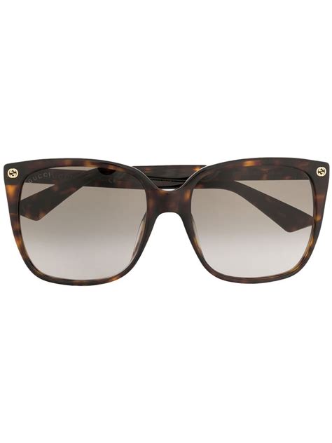 Gucci Eyewear Tortoiseshell Square Frame Sunglasses Farfetch