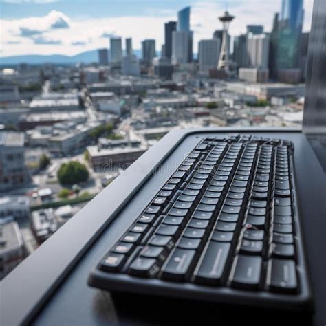 Sleek Keyboard Amidst Cityscape Stock Illustration Illustration Of