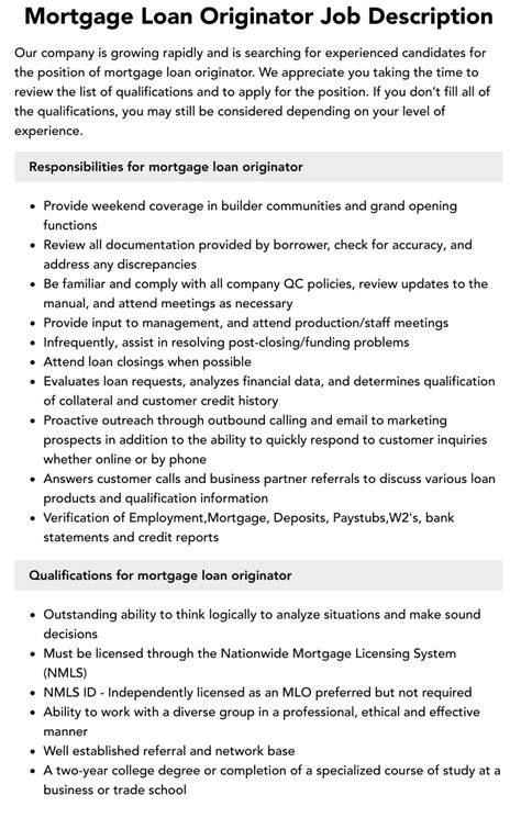 Mortgage Loan Originator Job Description Velvet Jobs