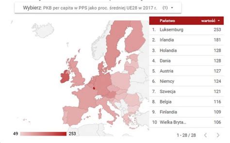 Mapa Europejskiego Bogactwa Dane Eurostatu O Pkb Pa Stw I Region W W