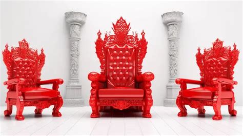 Modern Red Armchairs Surround A Regal 3d Rendered Throne For A Powerful