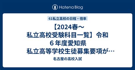 【2024春～私立高校受験科目一覧】令和6年度愛知県私立高等学校生徒募集要項が発表されました。 名古屋の高校入試