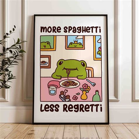 More Spaghetti Less Regretti Frog Print Retro Diner Poster Retro