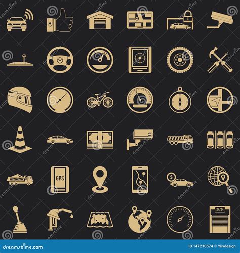 Iconos Automotrices Fijados Estilo Simple Ilustraci N Del Vector