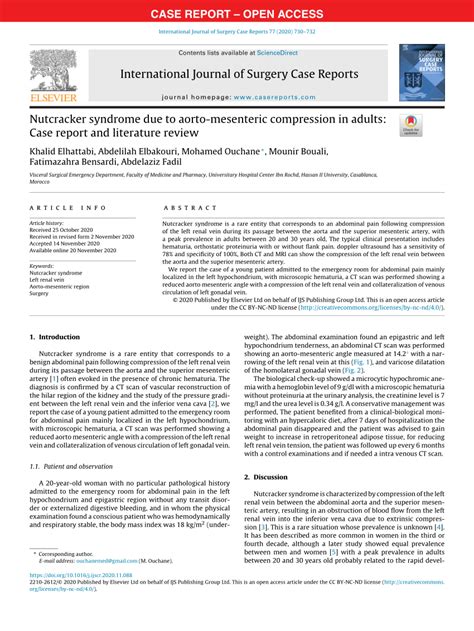 Pdf Case Report Open Access Nutcracker Syndrome Due To Aorto