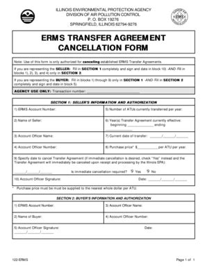 Fillable Online Epa State Il Erms Transfer Agreement Cancellation Form