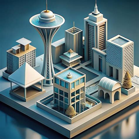 Premium Photo Isometric Architecture And Buildings From Seattle City Usa